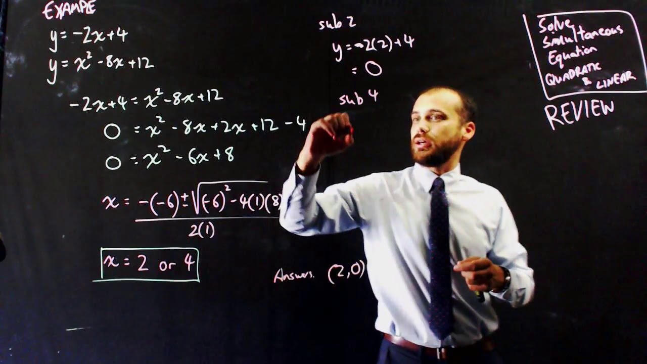 solving simultaneous equations using quadratic and linear graphs - YouTube