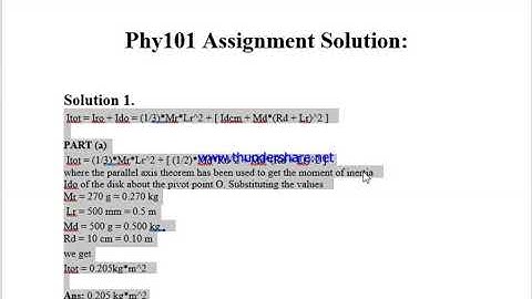 phy101 Assignment Solution 31 May 2018