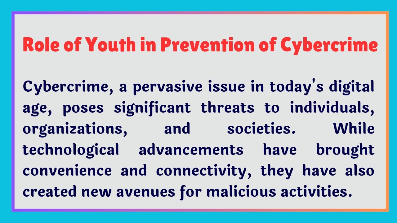 Role of Youth in Prevention of Cyber Crime Essay Writing in English
