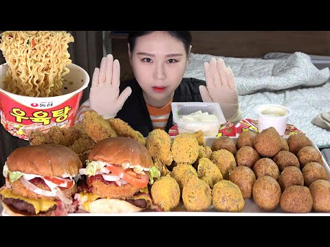 한끼에 만칼로리챌린지 10,000 <strong>CALORIE</strong>  CHALLENGE 몬스터X 햄버거 바삭킹 치킨 치즈볼 우육탕면 MUKBANG