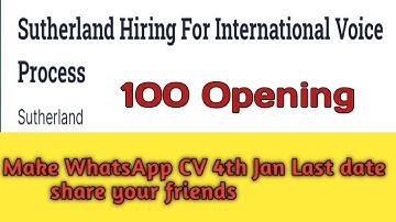 Sutherland Hiring for International voice process Walk in drive/ WhatsApp CV tothis numberDon