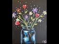 Jar of Hearts and Flowers - Simple Quick Acrylic Painting