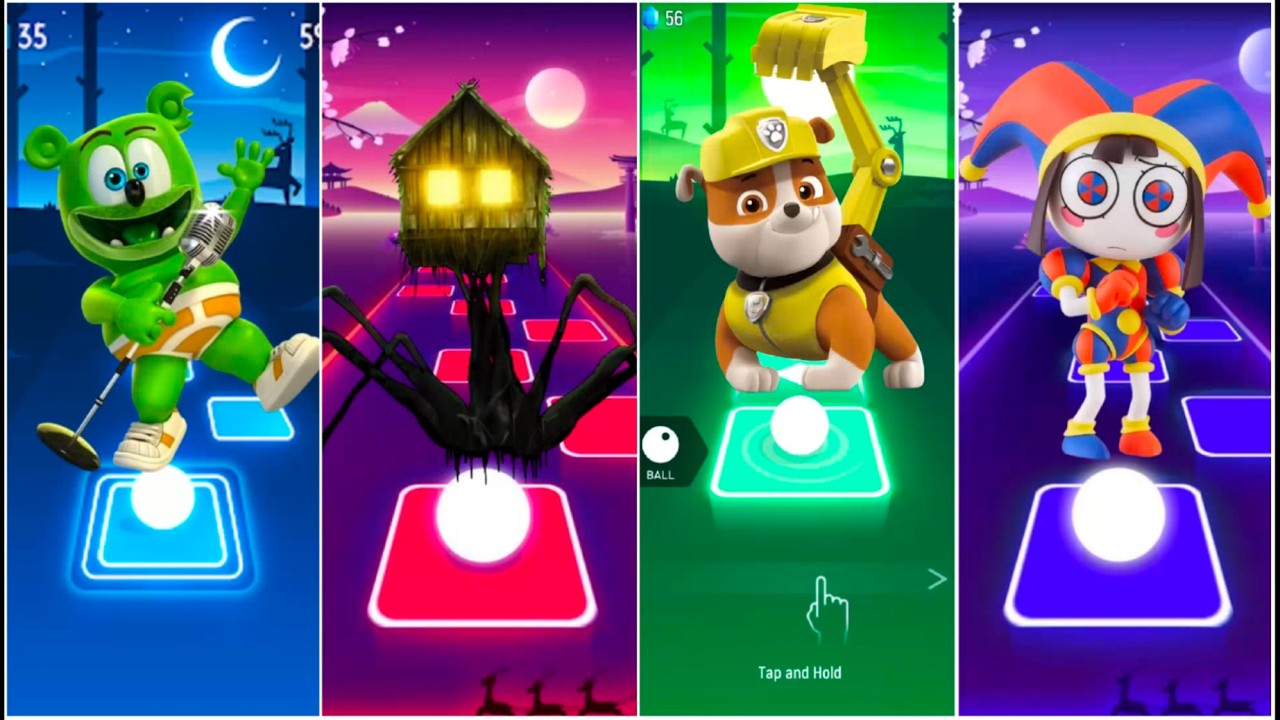 Gummy Bear vs Scary Monster House – Tiles Hop Challenge!