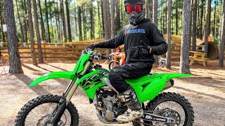 Riding a KX250F