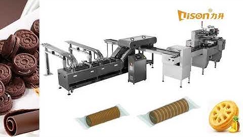 Biscuit sandwich machine with on edge packing machine