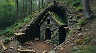 Men Build Secret Underground Stone Cottage Tucked Into the Hill by the River—Unreal Build! @DimaCamp