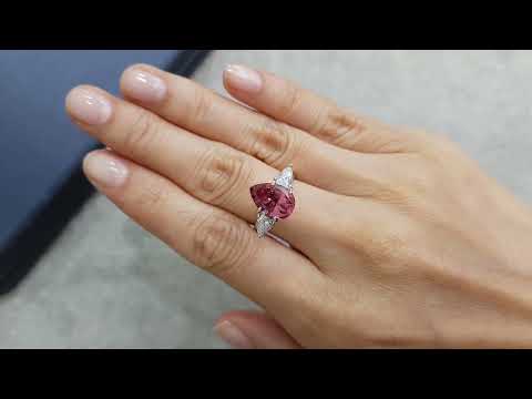 Intense pink pear-cut spinel 3.42 carats, Tajikistan Video  № 3
