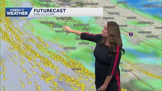 Storm peaks overnight; scattered showers linger as surf stays high