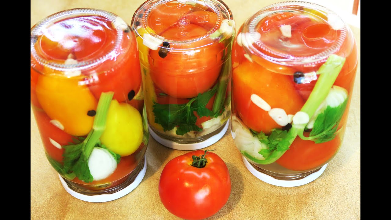 Marinuoti pomidorai žiemai be acto ir sterilizacijos