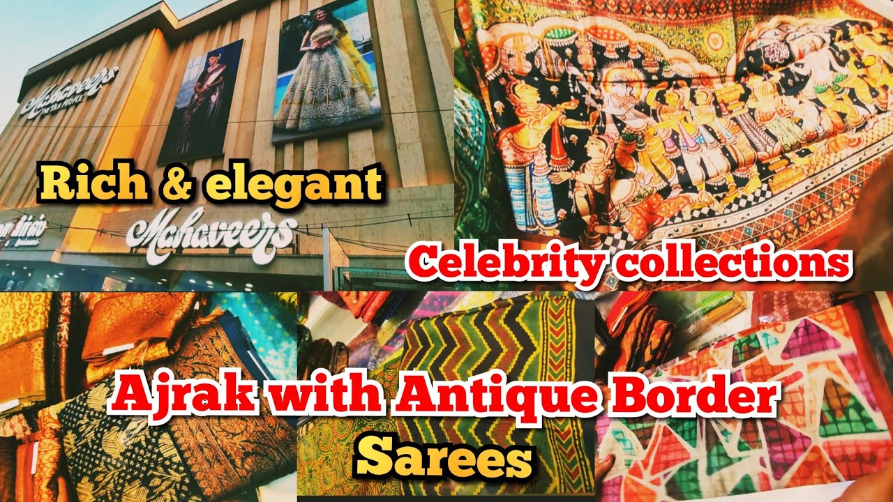 Mahaveers,The silk people, coimbatore.Ajrak Antique border Soft cotton Sarees.Royal & Elegant Sarees