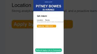 Pitney Bowes | QA Intern | Off Campus 2026 | Apply Now | Noida