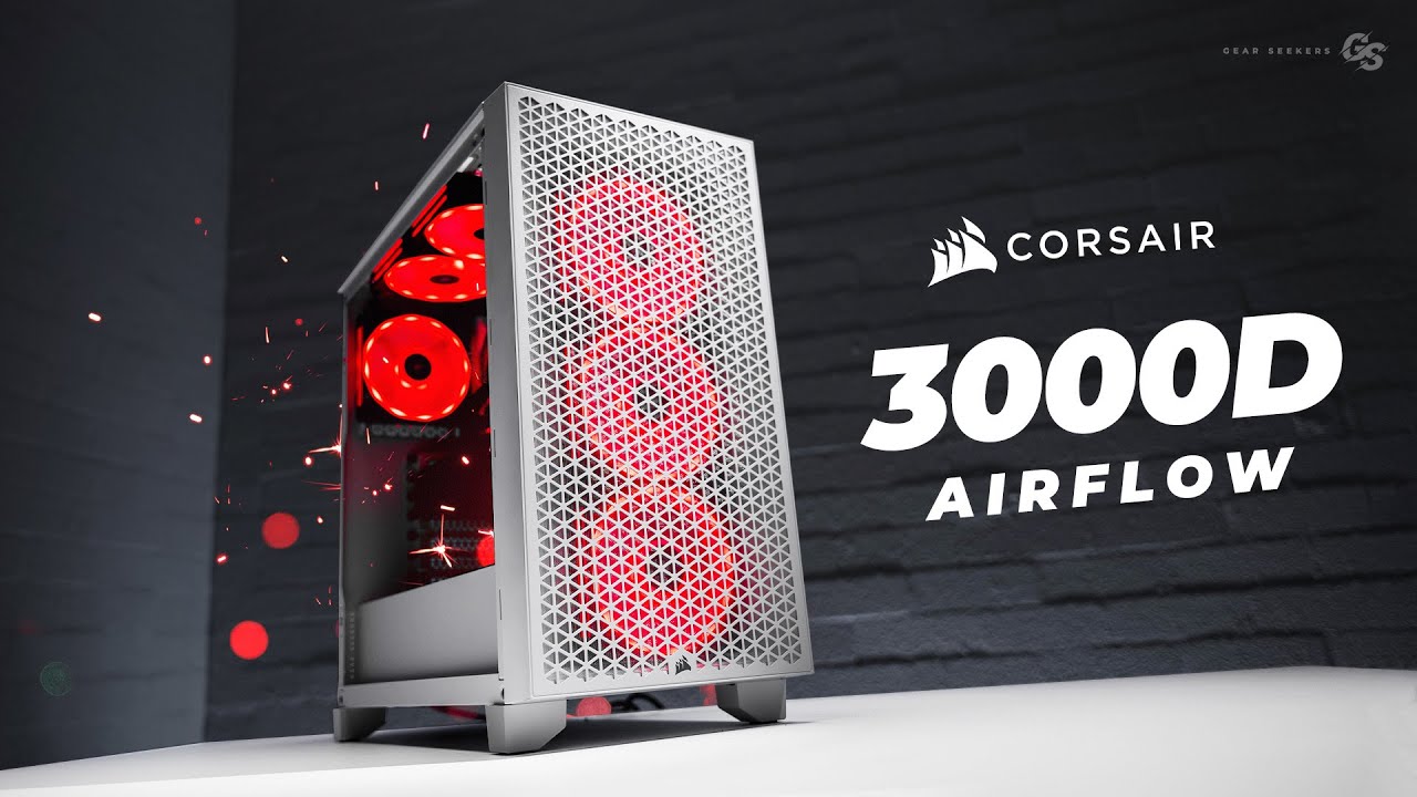 Corsair 3000D RGB Airflow Mid-Tower PC Case – 3X AR120 RGB Fans –  Three-Slot GPU Support – Fits up to 8X 120mm Fans – High-Airflow Design –  White