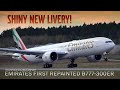 Emirates 1st repainted B777-300ER A6-ENV at Arlanda! First landing and takeoff.