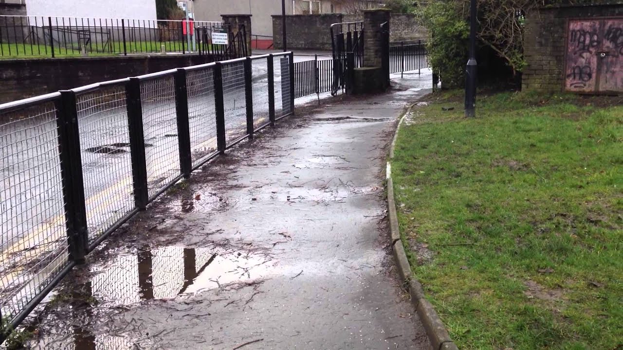 Parkhead Primary School, West Calder footpath flooding April 2014