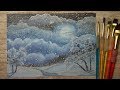 #art Простой зимний пейзаж (гуашь) Зимний лес и река (2020)