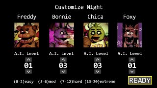 FNaF 1 - Default Custom Night (1/3/3/1)
