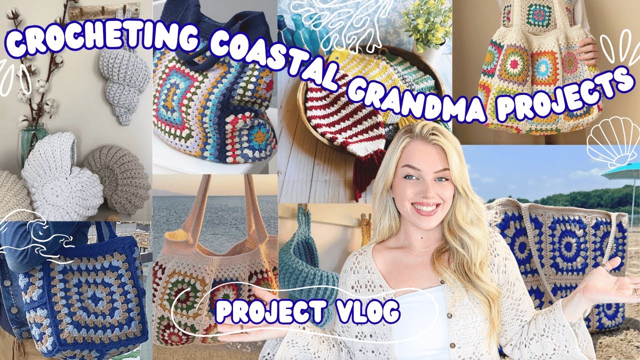 Crochet with me VLOG - A week of making coastal grandma crochet projects!🫧🐚🦞🌊 *summer vibes*