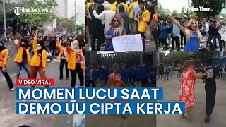 Momen-momen Lucu Saat Demo penolakan UU Cipta Kerja Terekam Kamera