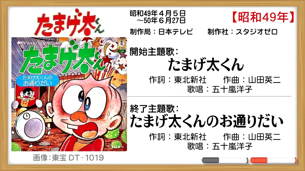 瞬間風速強めの東宝レコード【昭和アニメソング史（123）】たまげ太