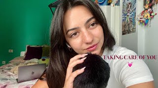 ASMR taking care of you ❤️(no talking, mic brushing, tapping, skincare, makeup)