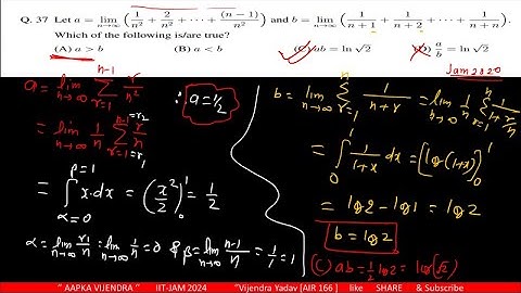 Definite Integration as LIMITS  sum  IITJAM 2022 PYQ Q solve in 10 sec || Vijendra Yadav