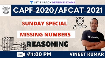Missing Numbers | Sunday Special | Reasoning | Target CDS/CAPF/NDA/AFCAT 2020-2021