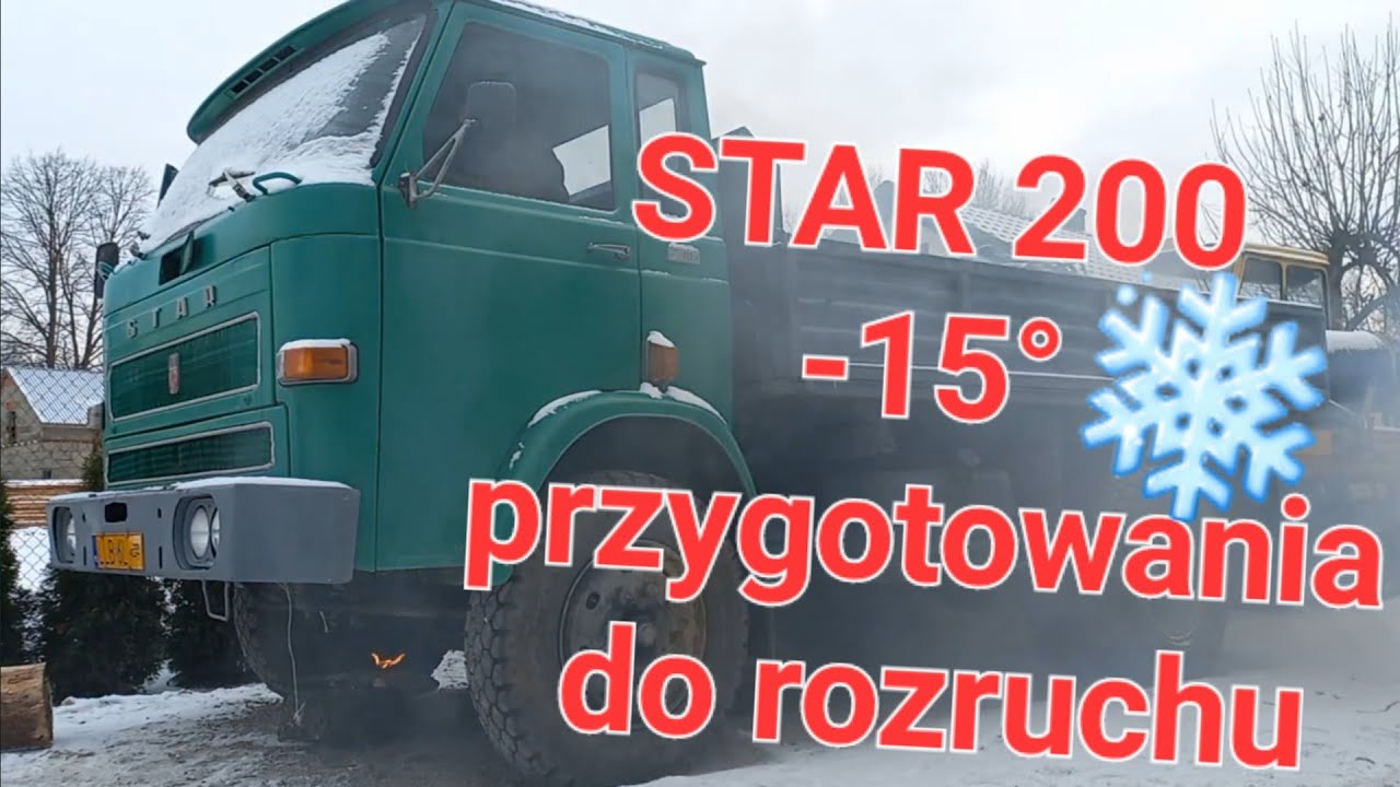 Star 200 - zimowy poranek na każdej bazie PKSu i Transbudu (ognisko pod silnikem, woda w chłodnicę)