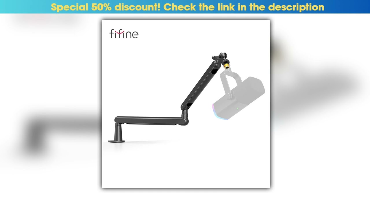FIFINE Adjustable Lowprofile Arm Microphone Stand with Cable ManagmentDesk Mount Suspension Boom
