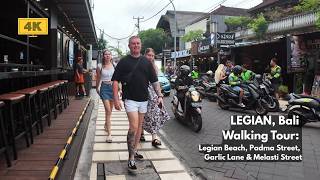LEGIAN, Bali 2026 Walking Tour 4K | Around Legian Beach, Padma Street, Garlic Lane \u0026 Melasti Street