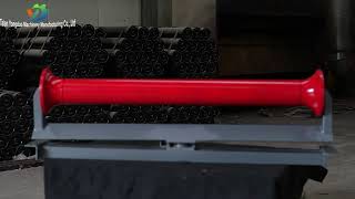 Carrying /return self-aligning roller idlers for conveyor belts.