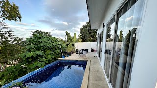 Samui for sale 180k $ (6,5 M THB)/rent ~1,6 $/month 2BD partial sea view villa in Chaweng⬇️