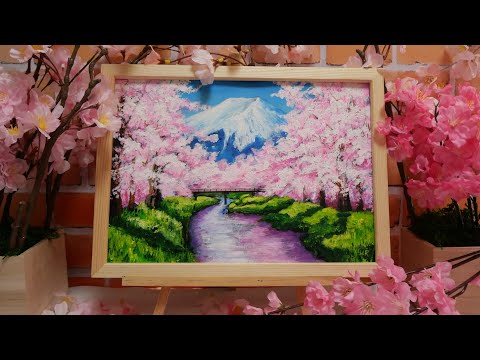 油絵】【桜】 - YouTube