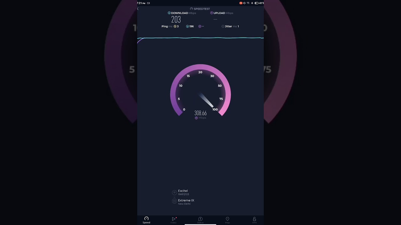 Excitel Broadband 200mbps Speed test