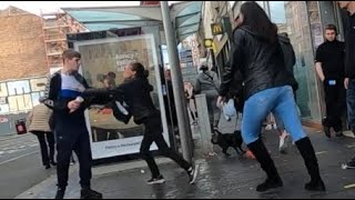 Another Ned Fight on the Trongate in Glasgow Outside McDonalds Resimi