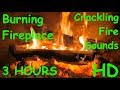 Real Burning Fireplace + Crackling Fire Sounds, No Music, 4K HD, 3 Hours Screensaver