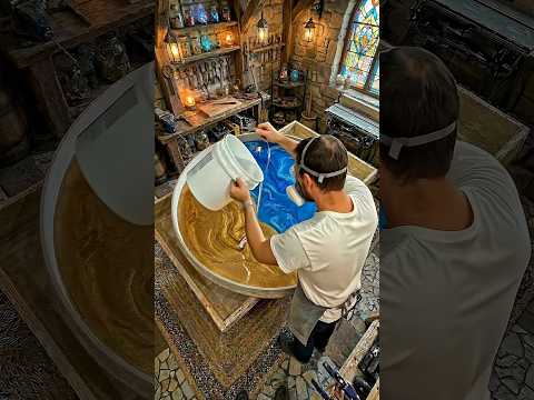 Stunning Gold \u0026 Blue Epoxy Resin Table 🌊✨