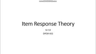 IRT Lecture Part 1