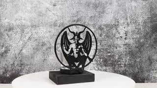 Wicca Occultic Sabbatic Goat Winged Baphomet Coated Metal Votive Candle Holder