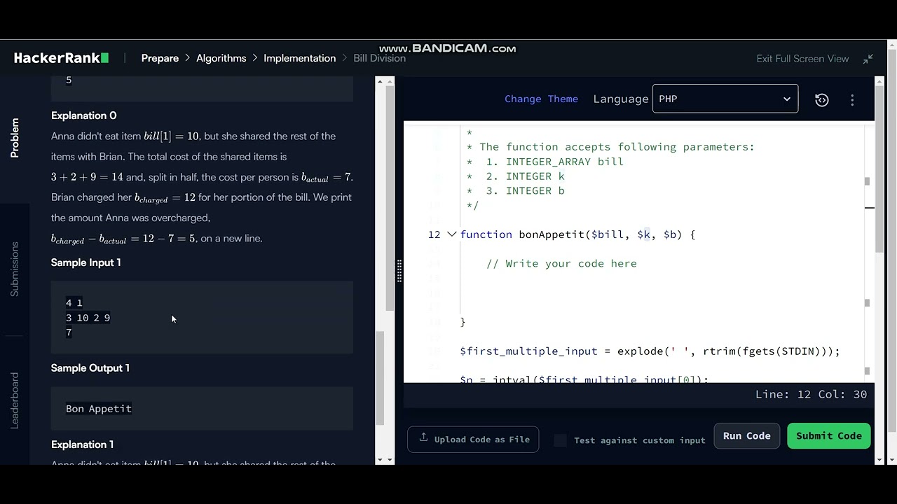 Hackerrank Algorithms Bill Division Problem - YouTube