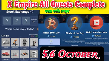 5,6 October All Quests Code X Empire | Riddle Of The Day | Rebus Of the day | YouTube Video Code