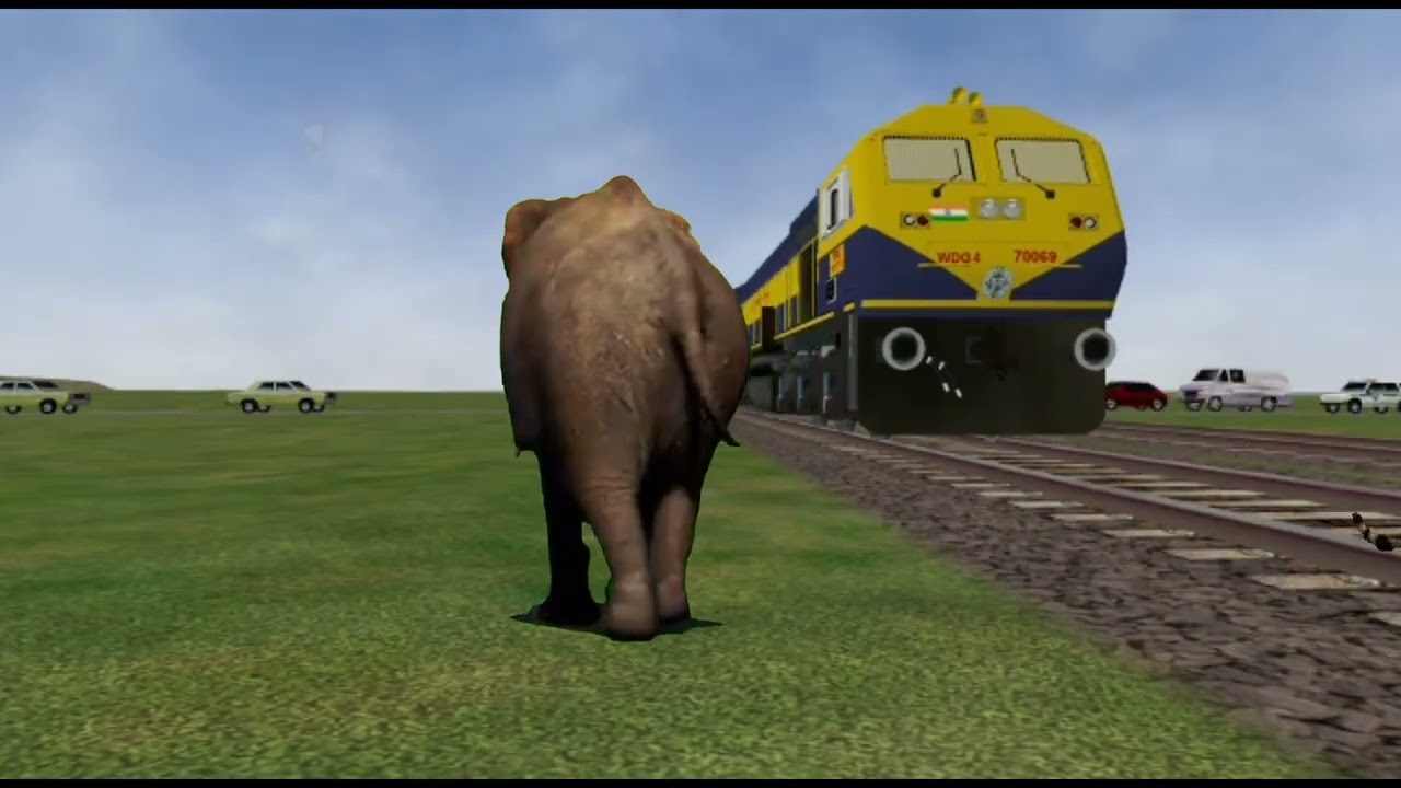 February 2, 2023 Elephant crossing the road and stop the train vfx video