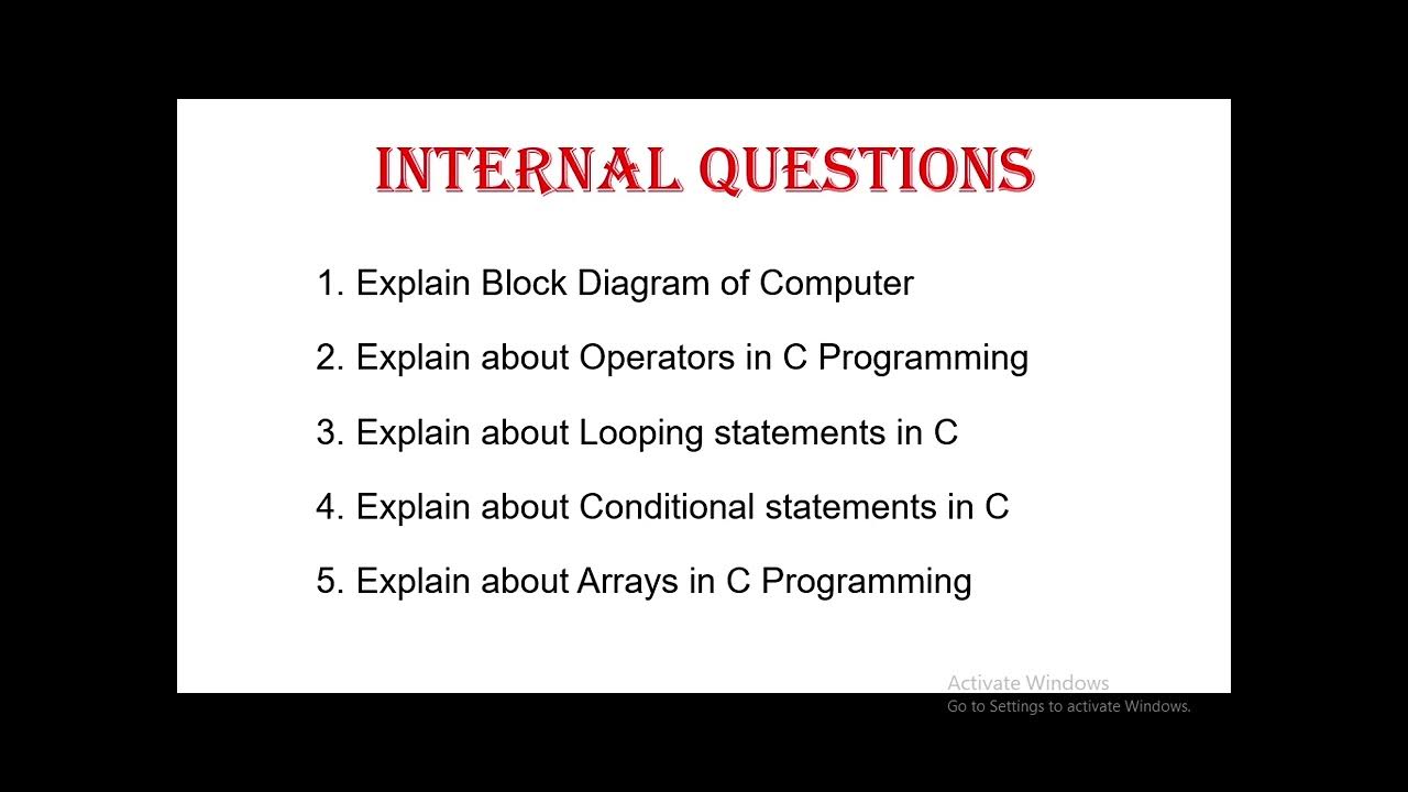 C important questions #c #c programming# important questions - YouTube