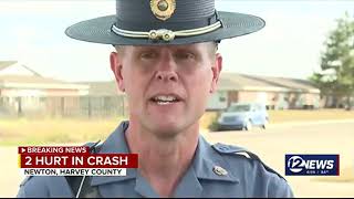 2 injured 9 vehicles destroyed in fiery Harvey County crash