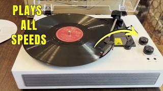 White Record Player, Classic vinyl records with built-in speakers, a breeze to set up