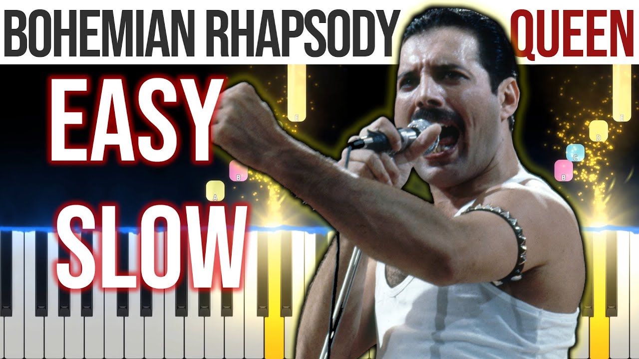 Bohemian Rhapsody - Queen - EASY SLOW Piano Tutorial 🎹 - video 4K🤙