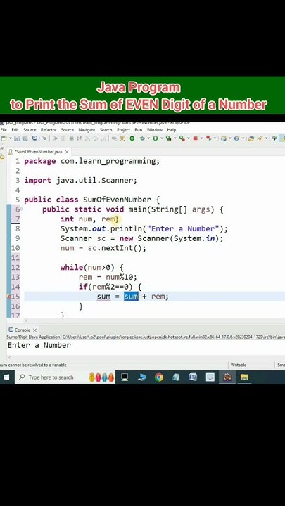 Java Program to Print the Sum of EVEN Digit of a Number #shorts # ...