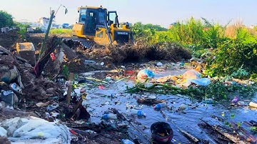 Amazing Next Step!! Fill Land Huge Size, Delete Garbage Dump By Skill Dozer Shantui Clear Trash
