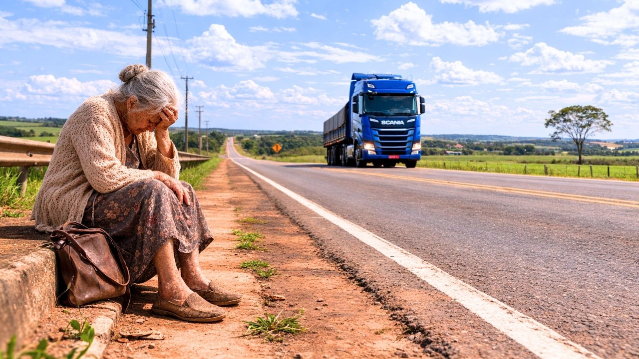 Caminhoneiro encontra IDOSA VIÚVA sem teto…então ele muda sua vida para sempre