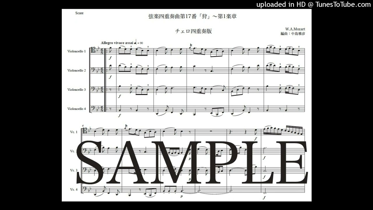 モーツァルト「弦楽四重奏曲第17番『狩』〜第1楽章」チェロ