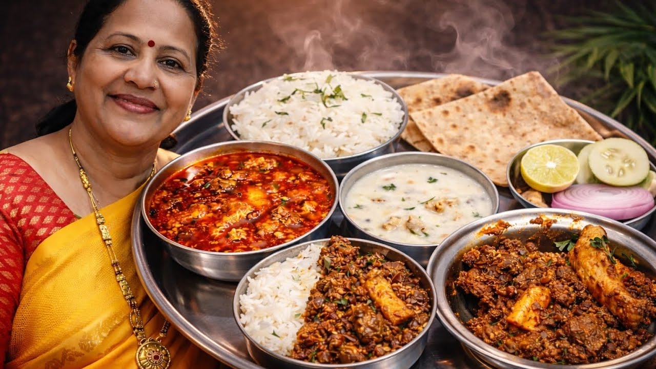 जगात भारी कोल्हापूरी तांबडा पांढरा रस्सा, संपूर्ण झणझणीत मटण  थाळी 😋🔥